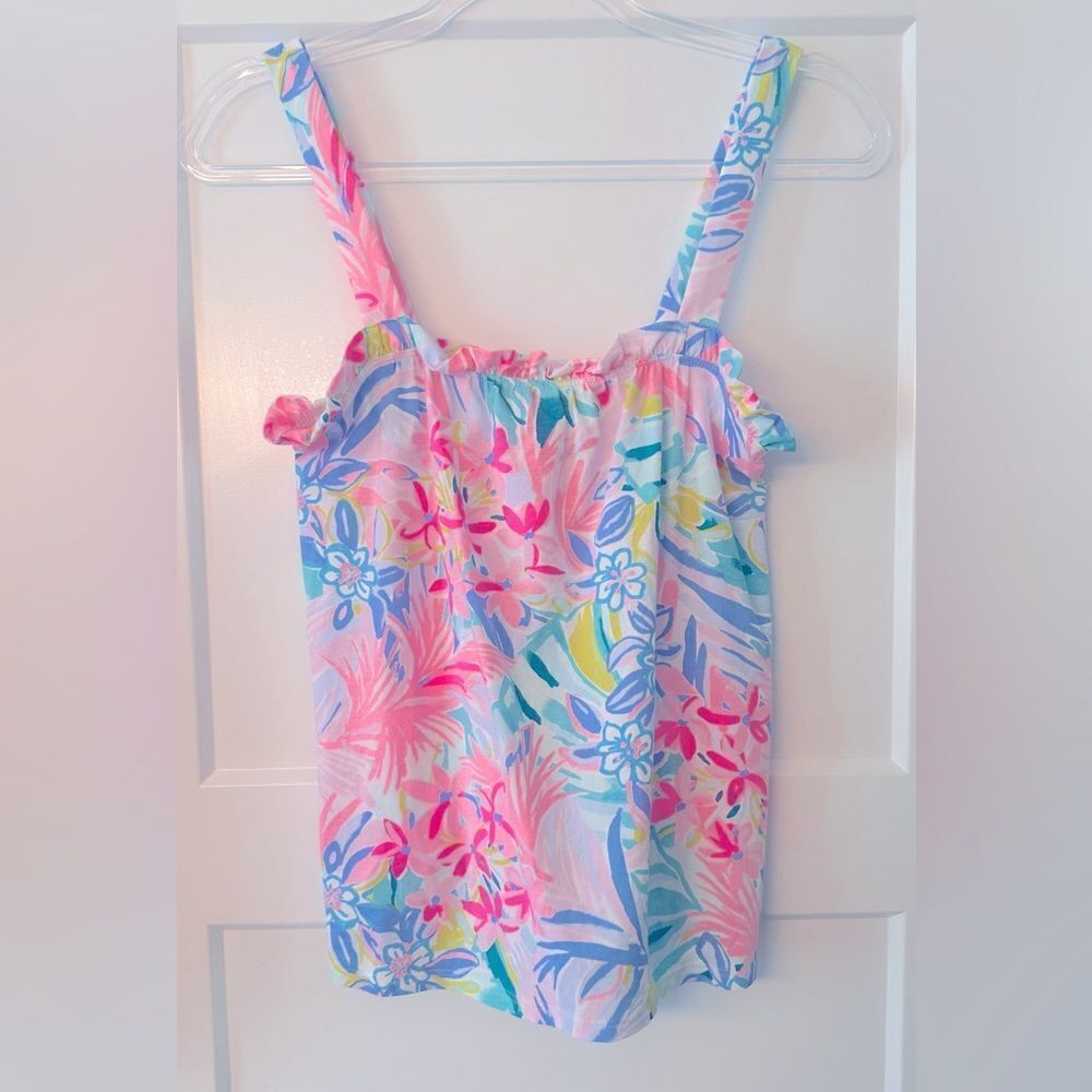 Lilly Pulitzer Jia Tank Top It was All a Dream Floral Pink Blue